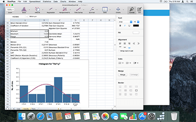 Descriptive statistics report (single variable mode) with histogram.